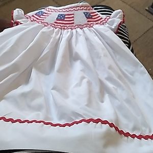 Girls flag smocked dress